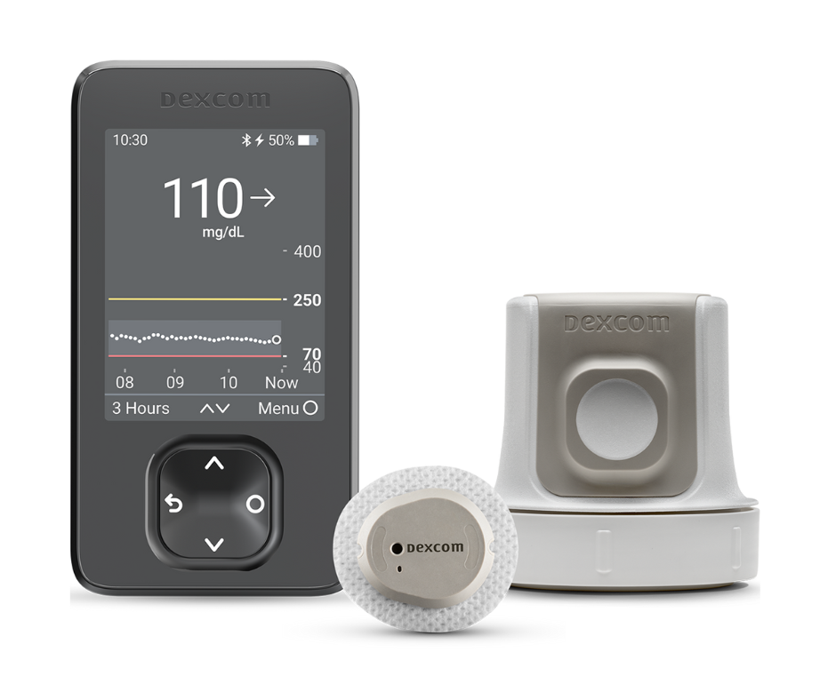 DexCom G7 continuous glucose monitor device transmitter and applicator